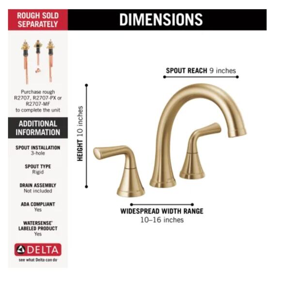 Delta Kayra Roman Tub Faucet Trim Matte Black T2733-BL New Open Box - Picture 10 of 11